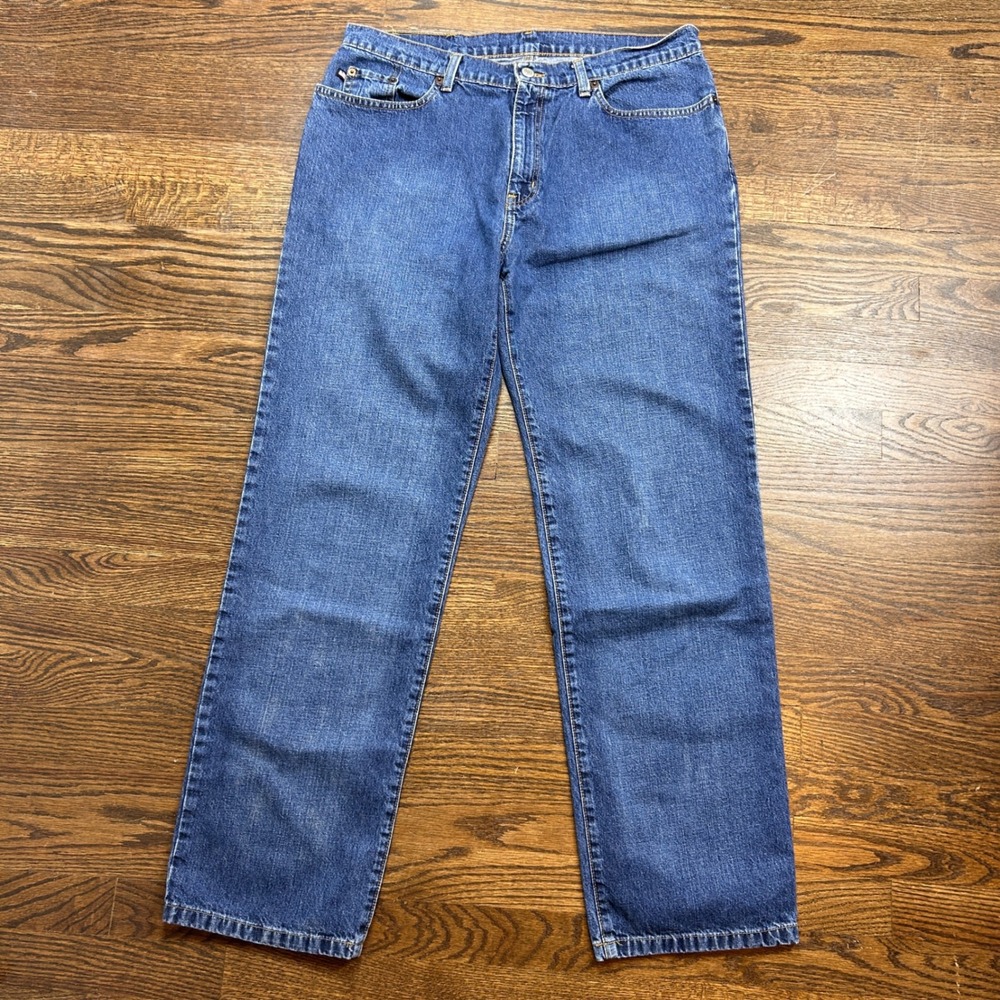 Vtg Polo Jeans Ralph Lauren Womens 14x32 Relaxed Straight Medium Wash Blue Denim